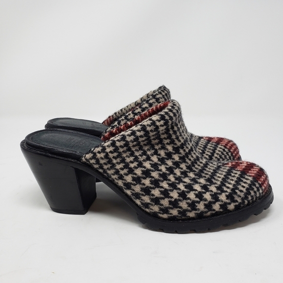 Woolrich Houndstooth Wool Mules size 6 - Picture 1 of 9